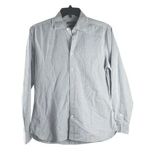 John Varvatos Button Front Shirt Mens 15.5 34/35 Blue Gingham Slim Fit Check